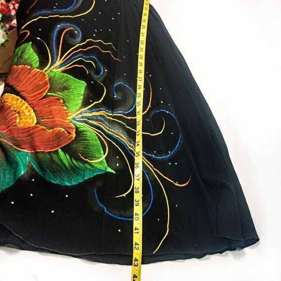 VTG Moda Brasil Black Smocked Sundress Hand Painted Made in Brazil Sz M - Picture 11 of 11
